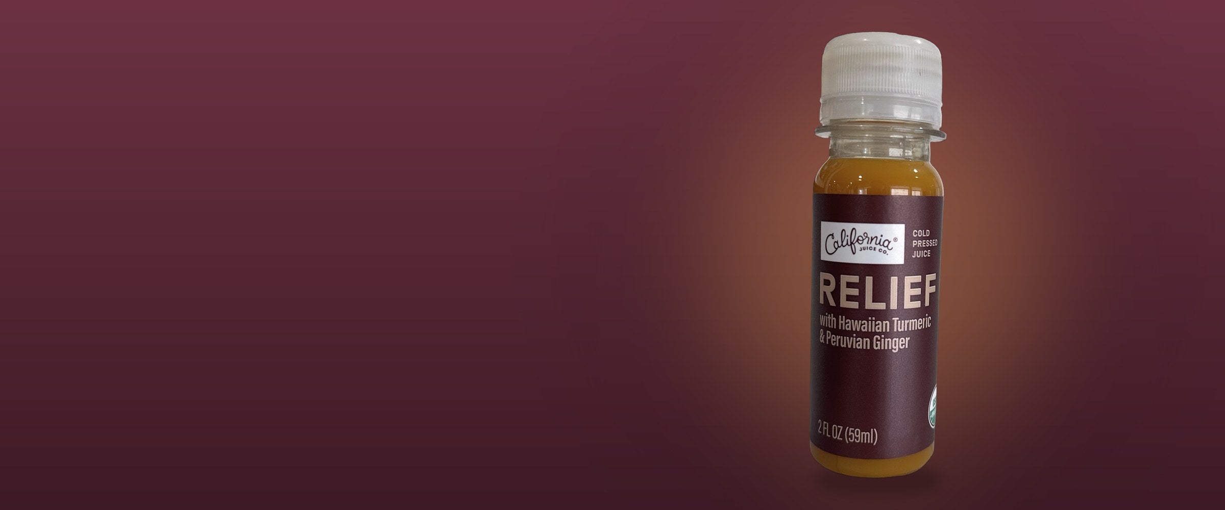 Relief 2oz cold-pressed shot by California Juice Co.